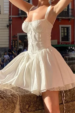 Charming A-Line Straps Mini White Graduation Dress
