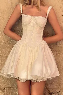Charming A-Line Straps Mini White Graduation Dress