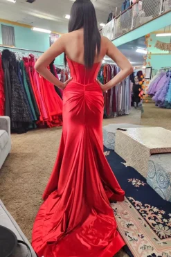 Corset Hollow-out Strapless Mermaid Prom Dress with Slit