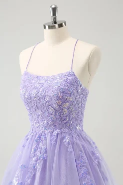 Cute Glitter Blue A Line Sequins Short Homecoming Dress with Appliques