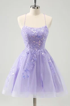 Cute Glitter Blue A Line Sequins Short Homecoming Dress with Appliques