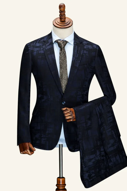 Dark Blue Notched Lapel 2-Piece Men's Suit