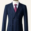 Dark Blue Pinstripe 3-Piece Double-Breasted Men's Suit