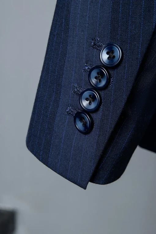 Dark Blue Pinstripe 3-Piece Double-Breasted Men's Suit