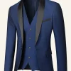 Dark Blue Shawl Lapel 3 Piece Men's Wedding Suits