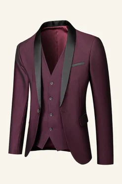 Dark Blue Shawl Lapel 3 Piece Men's Wedding Suits