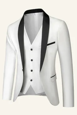 Dark Blue Shawl Lapel 3 Piece Men's Wedding Suits