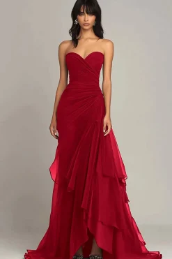 Dark Brown Sweetheart Ruched Ruffled Formal Dress