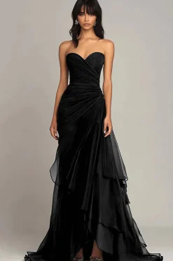 Dark Brown Sweetheart Ruched Ruffled Formal Dress