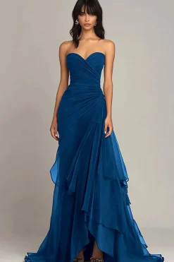 Dark Brown Sweetheart Ruched Ruffled Formal Dress