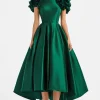 Dark Green A Line Off The Shouler with Ruffles Formal Dress