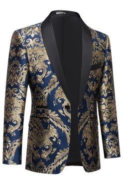 Dark Green Men's Prom Blazer with Embroidery