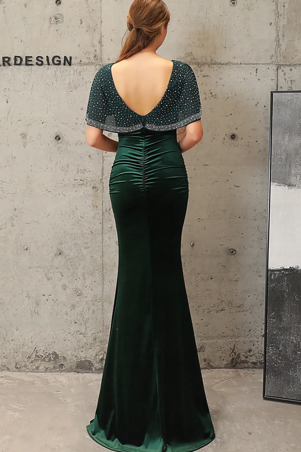 Dark Green Mermaid Velvet Evening Dress
