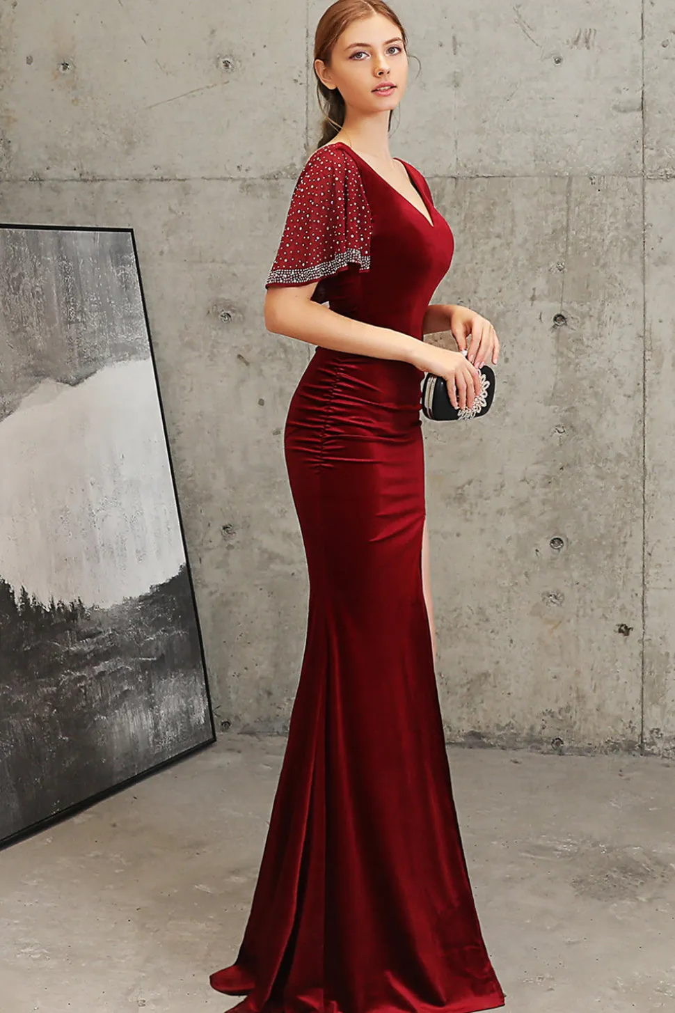 Dark Green Mermaid Velvet Evening Dress