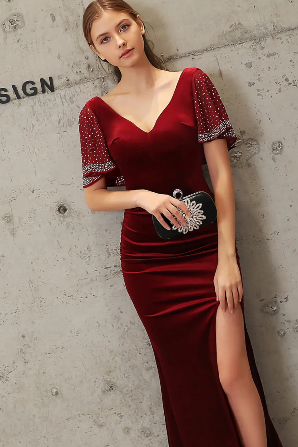 Dark Green Mermaid Velvet Evening Dress