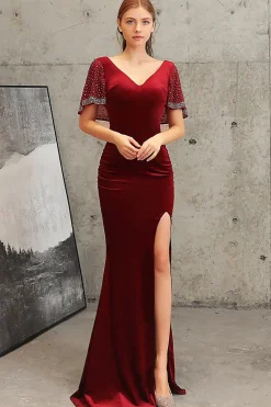 Dark Green Mermaid Velvet Evening Dress