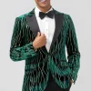 Dark Green Peak Lapel One Button Men's Blazer