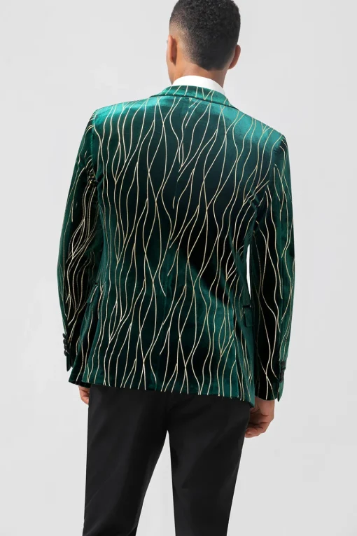 Dark Green Peak Lapel One Button Men's Blazer