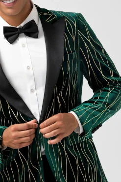 Dark Green Peak Lapel One Button Men's Blazer