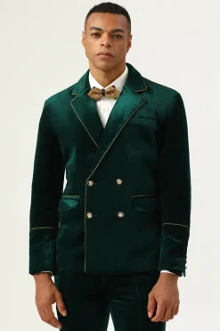 Dark Green Velvet 2 Piece Men's Prom Suits