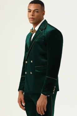 Dark Green Velvet 2 Piece Men's Prom Suits