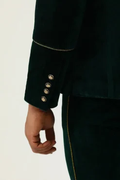 Dark Green Velvet 2 Piece Men's Prom Suits