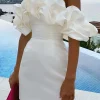 Elegant Bodycon Off the Shoulder Mini White Graduation Dress