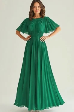 Elegant Dark Green A Line Ruched Mother Of Bride Dress