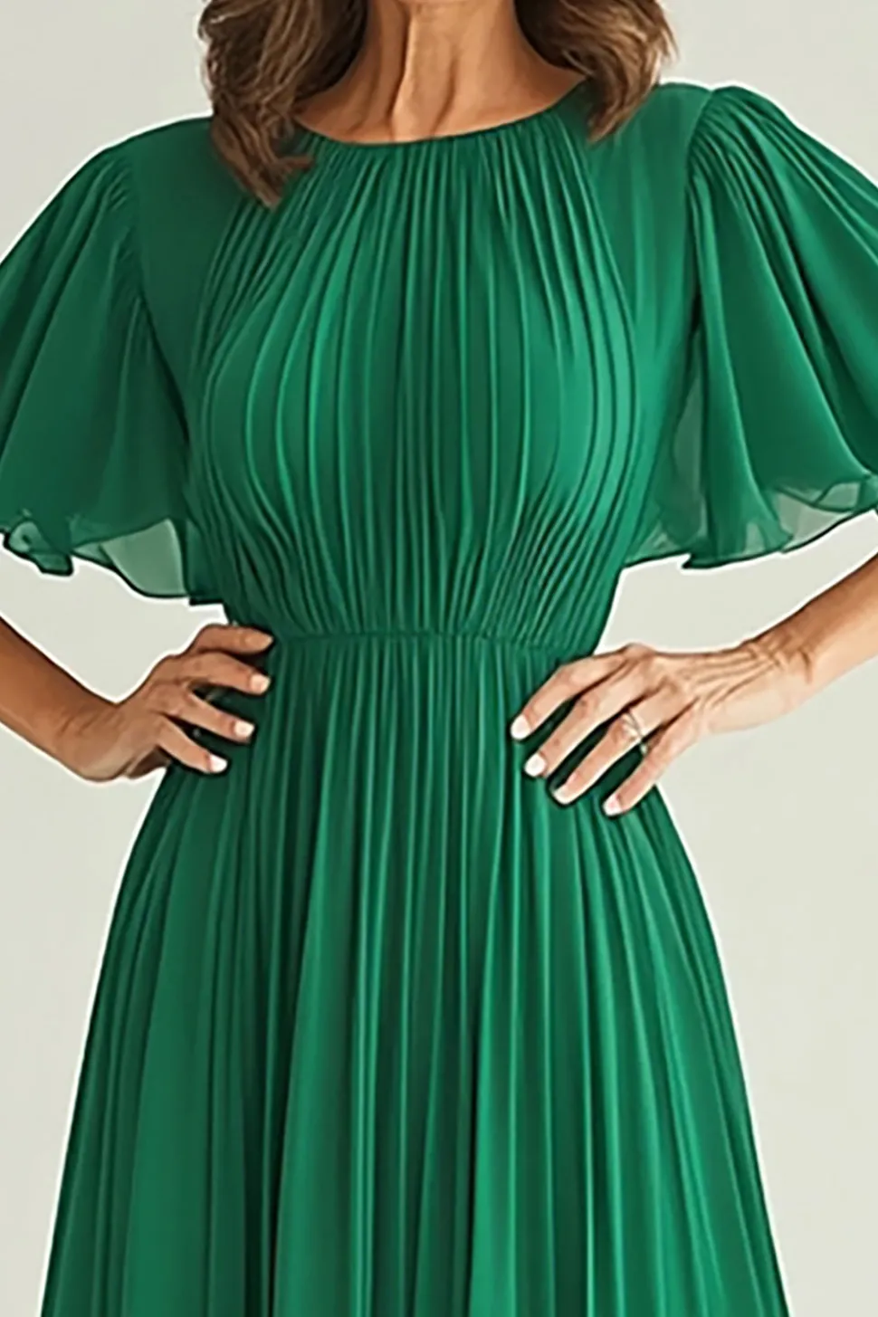 Elegant Dark Green A Line Ruched Mother Of Bride Dress