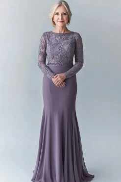 Elegant Steel Grey Bodycon Mother Of The Bride Dress With Lace Appliques