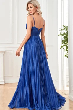 Glitter A-Line Dark Blue Prom Dress