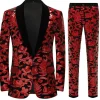 Glitter Red Sequins 2 Piece Men's Suits