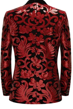 Glitter Red Sequins 2 Piece Men's Suits
