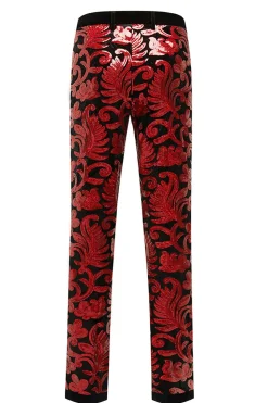 Glitter Red Sequins 2 Piece Men's Suits
