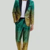 Gold Green Men's 2 Piece Notched Lapel Sequins Suits