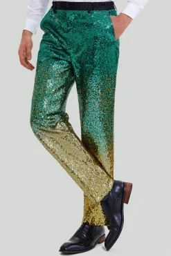 Gold Green Men's 2 Piece Notched Lapel Sequins Suits