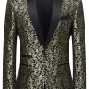 Golden Jacquard Shawl Lapel Men's Blazer