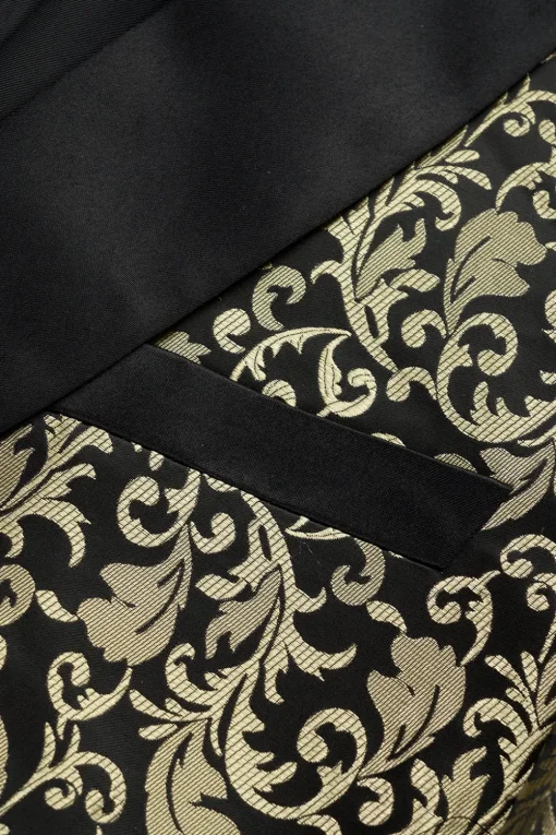 Golden Jacquard Shawl Lapel Men's Blazer