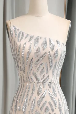 Green Mermaid One Shoulder Sequin Long Prom Dress