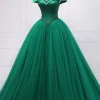 Green Off the Shoulder Quinceanera Dress with Beading