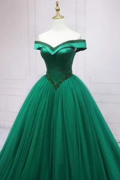 Green Off the Shoulder Quinceanera Dress with Beading