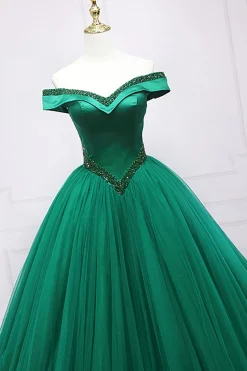 Green Off the Shoulder Quinceanera Dress with Beading