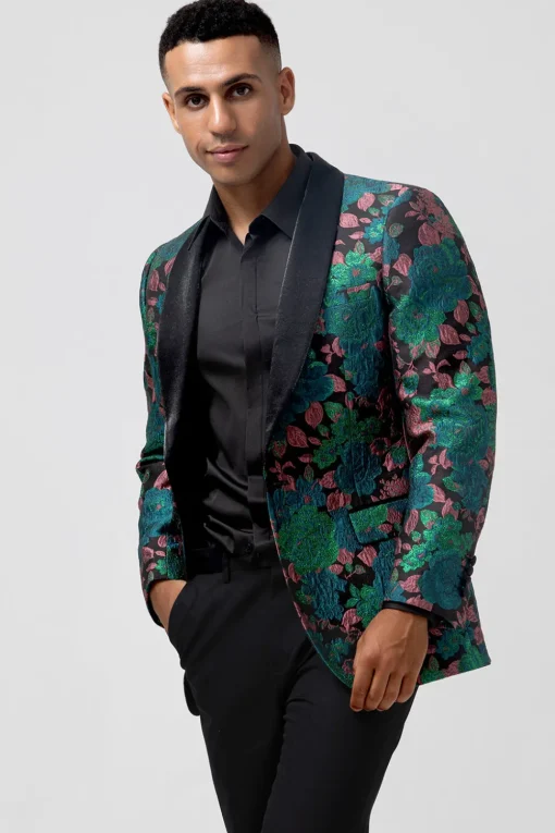 Green Shawl Lapel One Button Men's Prom Blazer