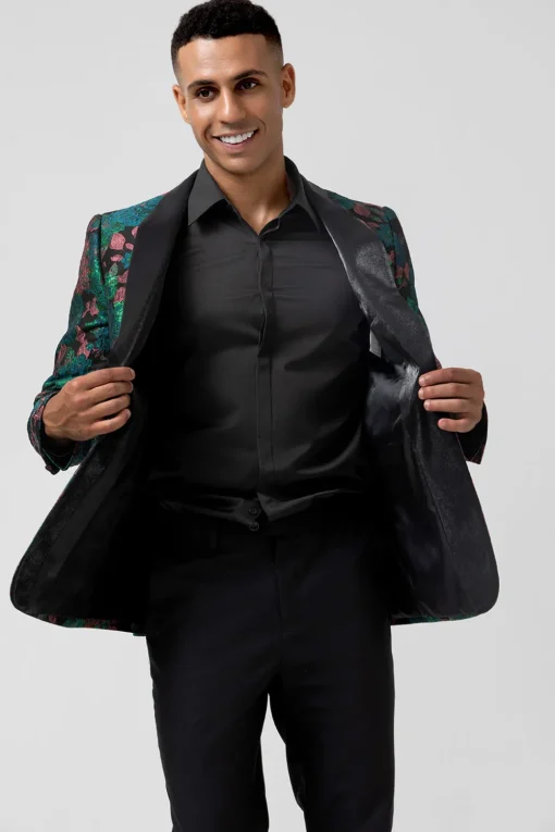 Green Shawl Lapel One Button Men's Prom Blazer