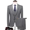 Grey Pinstripe Notched Lapel Men's 2 Pieces Suits