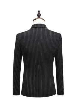 Grey Pinstripe Notched Lapel Men's 2 Pieces Suits