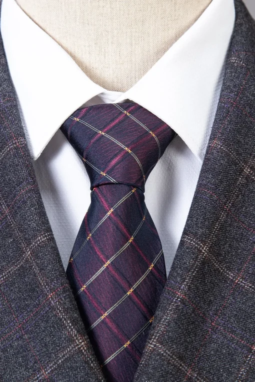 Grey Plaid Double-Breasted 2-Piece Men's Suit