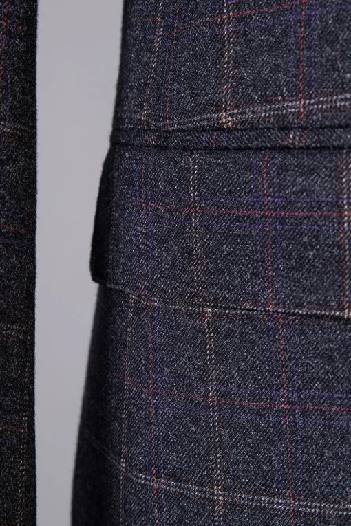 Grey Plaid Double-Breasted 2-Piece Men's Suit