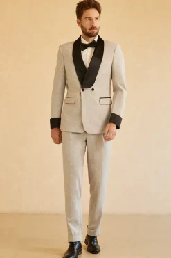 Grey Shawl Lapel Double Breasted 2 Piece Men's Suits