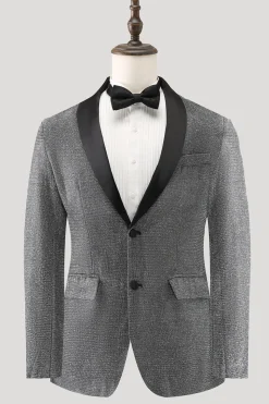 Grey Shawl Lapel Single Breasted Men's Prom Blazer